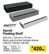 Builders Warehouse Shelfmate Secret Floating Shelf 445mm x 150mm x 70mm (706761,706762,706759)-Each offer