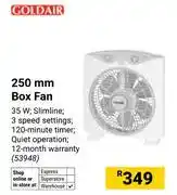 Builders Warehouse Goldair 250mm Box Fan (53948) offer