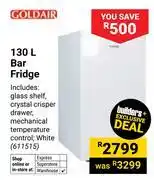 Builders Warehouse Goldair 130L Bar Fridge (611515) offer