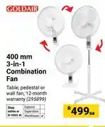 Builders Warehouse Goldair 400mm 3 In 1 Combination Fan (295899)-Each offer