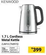 Builders Warehouse Kenwood 1.7L Cordless Metal Kettle ZJM10 (768973) offer