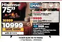 HiFi Corp Hisense 75 75-inch QLED 4K TV-75Q860 offer