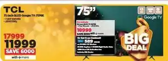 HiFi Corp TCL 75-Inch QLED Google TV-75P8K offer