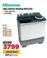 HiFi Corp Hisense 14kg TwinTub Washing WSCF143 offer
