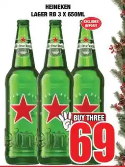 Boxer HEINEKEN LAGER RB 3 X 650ML offer