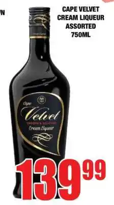 Boxer CAPE VELVET CREAM LIQUEUR ASSORTED 750ML offer