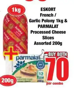Boxer ESKORT French / Garlic Polony 1kg & PARMALAT Processed Cheese Slices Assorted 200g offer