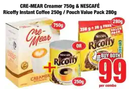 Boxer CRE-MEAR Creamer 750g & NESCAFÉ Ricoffy Instant Coffee 250g / Pouch Value Pack 280g offer