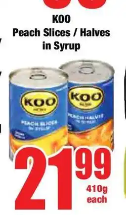 Boxer Koo Peach Slices/Halves in Syrup offer