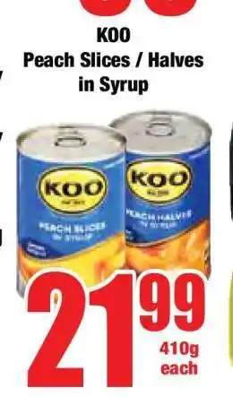 Boxer Koo Peach Slices/Halves in Syrup offer