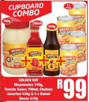 Boxer GOLDEN RAY Mayonnaise 750g, Tomato Sauce 700ml, Chutney Assorted 430g & 4 x Baked Beans 410g offer
