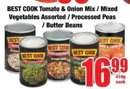 Boxer BEST COOK Tomato & Onion Mix / Mixed Vegetables Assorted / Processed Peas / Butter Beans offer