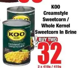 Boxer KOO Creamstyle Sweetcorn / Whole Kernel Sweetcorn In Brine offer