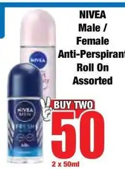 Boxer NIVEA Male / Female Anti-Perspirant Roll On Assorted offer