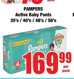 Boxer PAMPERS Active Baby Pants 35's / 40's / 48's / 56's offer