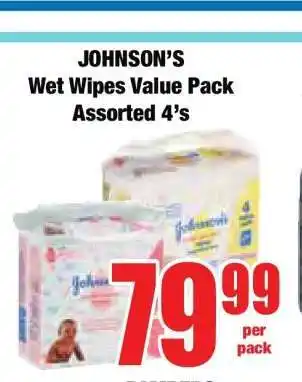 Boxer JOHNSON’S Wet Wipes Value Pack Assorted 4’s offer