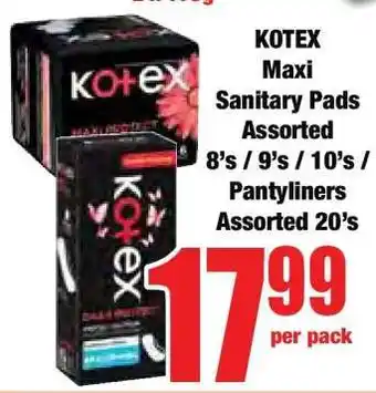 Boxer Kotex Maxi Sanitary Pads Assorted offer