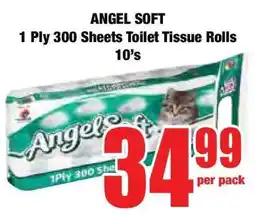 Boxer ANGEL SOFT 1 Ply 300 Sheets Toilet Tissue Rolls 10's offer