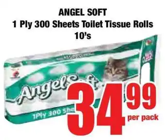 Boxer ANGEL SOFT 1 Ply 300 Sheets Toilet Tissue Rolls 10's offer