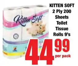 Boxer KITTEN SOFT 2 Ply 200 Sheets Toilet Tissue Rolls 9's offer