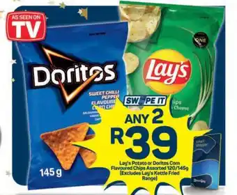 Pick n Pay Lay's Potato or Doritos Corn Flavoured Chips Assorted 120/145g offer