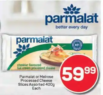 Pick n Pay Parmalat or Melrose Processed Cheese Slices Assorted 400g offer
