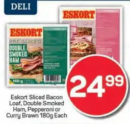 Pick n Pay Eskort Sliced Bacon Loaf, Double Smoked Ham, Pepperoni or Curry Brawn 180g Each offer