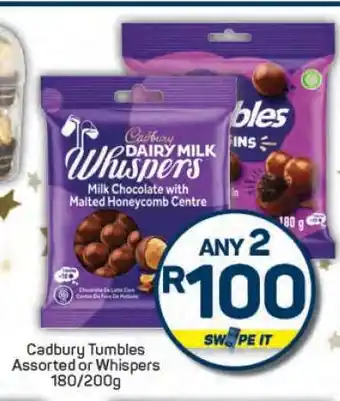 Pick n Pay Cadbury Tumbles Assorted or Whispers offer