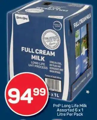 Pick n Pay PnP Long Life Milk Assorted 6 x 1 Litre Per Pack offer