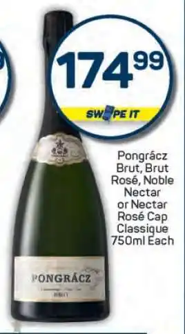 Pick n Pay Pongrácz Brut, Brut Rosé, Noble Nectar or Nectar Rosé Cap Classique offer