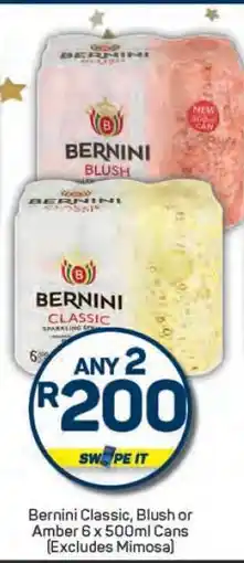 Pick n Pay Bernini Classic, Blush or Amber 6 x 500ml Cans offer