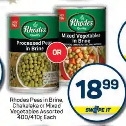 Pick n Pay Rhodes Peas in Brine, Chakalaka or Mixed Vegetables Assorted offer