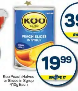 Pick n Pay Koo Peach Halves or Slices in Syrup 410g offer