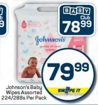 Pick n Pay Johnson's Baby Wipes Assorted 224/288s Per Pack offer
