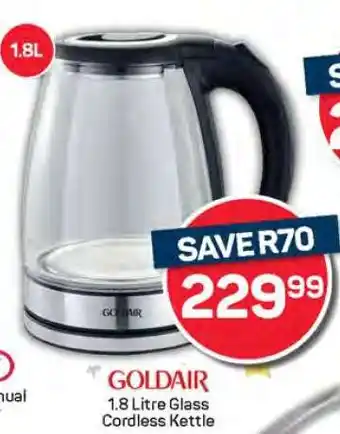 Pick n Pay Goldair 1.8 Litre Glass Cordless Kettle offer