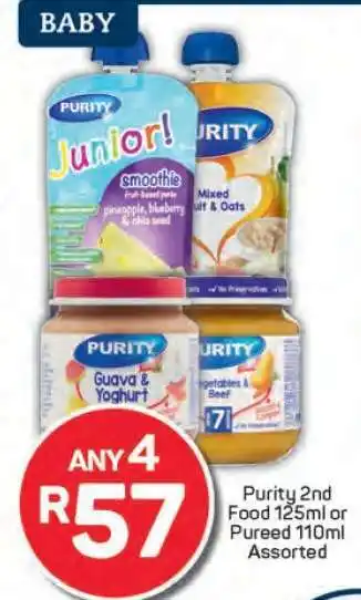 Pick n Pay Purity 2nd Food 125ml or Pureed 110ml Assorted offer