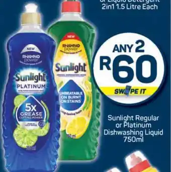 Pick n Pay Sunlight Regular or Platinum Dishwashing Liquid offer