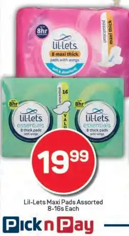 Pick n Pay Lil-Lets Maxi Pads Assorted offer