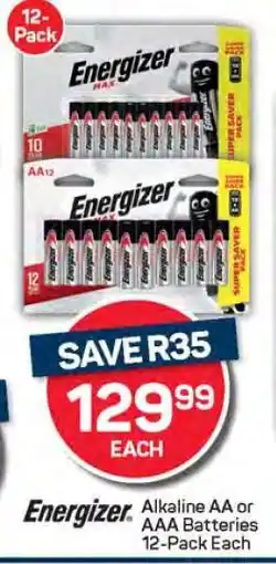 Pick n Pay Energizer Alkaline AA or AAA Batteries 12-Pack Each offer