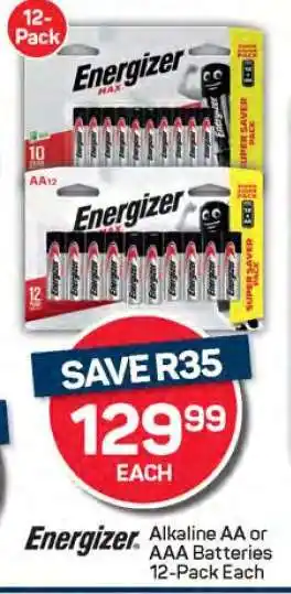 Pick n Pay Energizer Alkaline AA or AAA Batteries 12-Pack Each offer