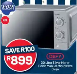 Pick n Pay DEFY 20 Litre Silver Mirror Finish Manual Microwave Oven offer
