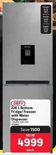 Makro DEFY Bottom Fridge/ Freezer with Water Dispenser offer