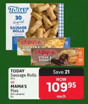 Makro TODAY Sausage Rolls or MAMA'S Pies offer