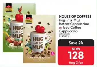 Makro HOUSE OF COFFEES Hug-in a-Mug Instant Cappuccino or Iced Coffee Cappuccino offer