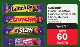 Makro CADBURY Lunch Bar, Astros, Crunchie, 5Star or P.S. Chocolate Bars offer
