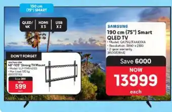 Makro Samsung 190 cm 75" Smart QLED TV offer