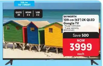 Makro Skyworth 109 cm 43" 2K QLED Google TV offer