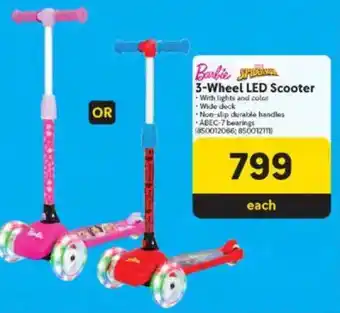 Makro Barbie or Spiderman 3-Wheel LED Scooter offer