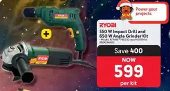 Makro RYOBI 550 W Impact Drill and 650 W Angle Grinder Kit offer