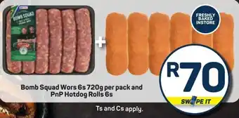 Pick n Pay Hypermarket Bomb Squad Wors and PnP Hotdog Rolls offer
